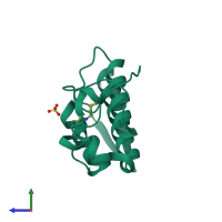 PDB entry 4qf8 coloured by chain, side view.