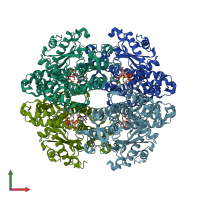 PDB entry 4qfy coloured by chain, front view.