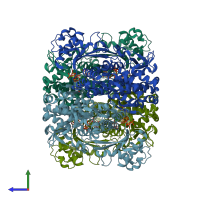 PDB entry 4qfy coloured by chain, side view.