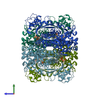 PDB entry 4qg1 coloured by chain, side view.