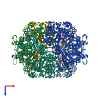 PDB entry 4qg1 coloured by chain, top view.