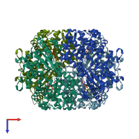 PDB entry 4qg2 coloured by chain, top view.