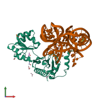 PDB entry 4qg3 coloured by chain, front view.