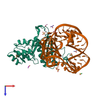 PDB entry 4qg3 coloured by chain, top view.