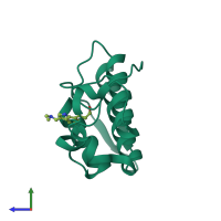 PDB entry 4qgd coloured by chain, side view.