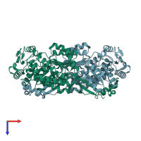PDB entry 4qgk coloured by chain, top view.