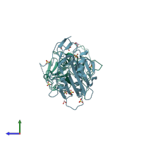 PDB entry 4qgo coloured by chain, side view.