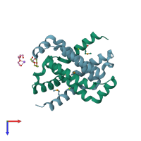 PDB entry 4qgp coloured by chain, top view.