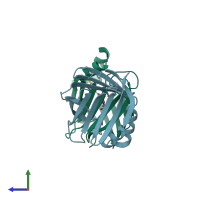 PDB entry 4qgw coloured by chain, side view.