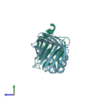 PDB entry 4qgx coloured by chain, side view.