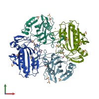 PDB entry 4qh0 coloured by chain, front view.