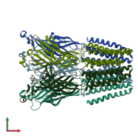 PDB entry 4qh1 coloured by chain, front view.