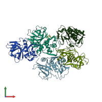 PDB entry 4qh6 coloured by chain, front view.