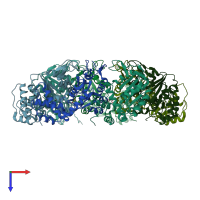 PDB entry 4qhs coloured by chain, top view.