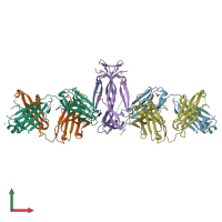 PDB entry 4qhu coloured by chain, front view.