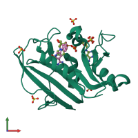 PDB entry 4qhv coloured by chain, front view.