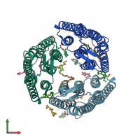 PDB entry 4qi1 coloured by chain, front view.