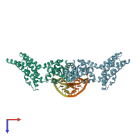 PDB entry 4qil coloured by chain, top view.