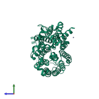 PDB entry 4qiq coloured by chain, side view.