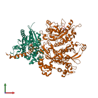 PDB entry 4qj4 coloured by chain, front view.