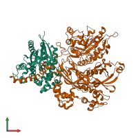 PDB entry 4qj5 coloured by chain, front view.