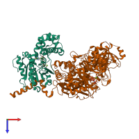 PDB entry 4qj5 coloured by chain, top view.