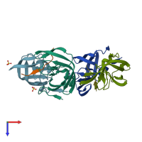 PDB entry 4qj6 coloured by chain, top view.