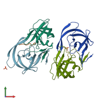 PDB entry 4qj7 coloured by chain, front view.