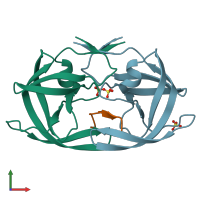PDB entry 4qja coloured by chain, front view.