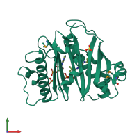 PDB entry 4qjk coloured by chain, front view.