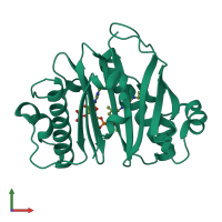 PDB entry 4qjl coloured by chain, front view.