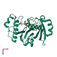 PDB entry 4qjl coloured by chain, top view.