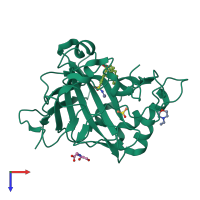 PDB entry 4qjm coloured by chain, top view.