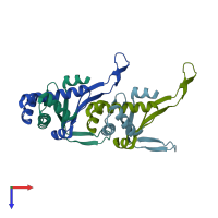 PDB entry 4qjn coloured by chain, top view.