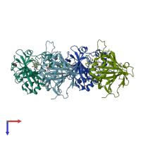 PDB entry 4qjw coloured by chain, top view.