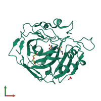 PDB entry 4qjx coloured by chain, front view.