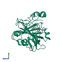 PDB entry 4qjx coloured by chain, side view.