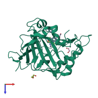 PDB entry 4qjx coloured by chain, top view.