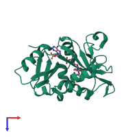 PDB entry 4qjz coloured by chain, top view.