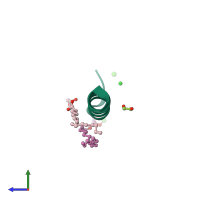 PDB entry 4qkc coloured by chain, side view.