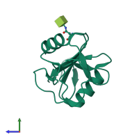 PDB entry 4qkj coloured by chain, side view.