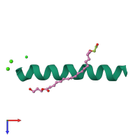 PDB entry 4qkm coloured by chain, top view.