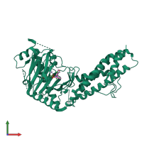 PDB entry 4qkn coloured by chain, front view.