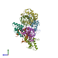 PDB entry 4qko coloured by chain, side view.