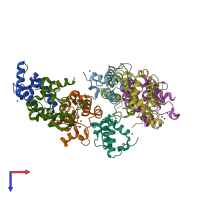 PDB entry 4qko coloured by chain, top view.