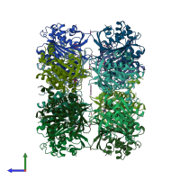 PDB entry 4qkq coloured by chain, side view.