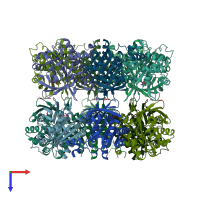 PDB entry 4qkq coloured by chain, top view.