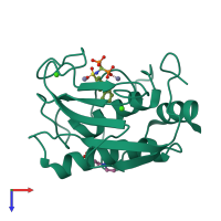 PDB entry 4qkz coloured by chain, top view.