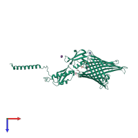 PDB entry 4ql0 coloured by chain, top view.