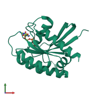 PDB entry 4ql3 coloured by chain, front view.